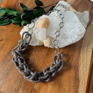 Braided Mesh Silver Chain Necklace